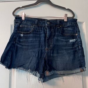 American Eagle super hi-rise stretch jean shorts, size 14